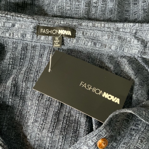 NWT Fashion Nova Blue Button Down Blouse XL - Picture 14 of 15